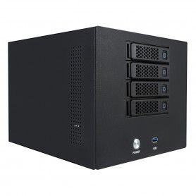 Unykach Caja NAS 4U 4 Bahias Hot Swap - Tamaños de Disco Soportados 2.5", 3.5" - Placas Base Soportada Mini ITX - USB-A 3.0 - 1 