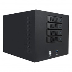 Unykach Caja NAS 4U 4 Bahias Hot Swap - Tamaños de Disco Soportados 2.5", 3.5" - Placas Base Soportada Mini ITX - USB-A 3.0 - 1 