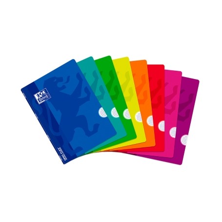 Oxford Openflex Libreta Grapada Formato A4 Cuadriculado 4x4mm - 48 Hojas con Margen - Tapa de Plastico - Colores Surtidos