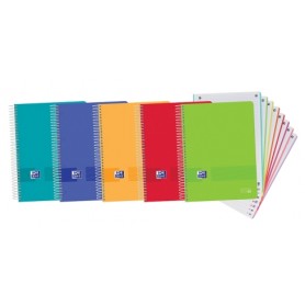 Oxford Europeanbook 8 Live & Go Pack de 5 Cuadernos Espiral Formato A4+ Cuadriculado 5x5mm - 160 Hojas Microperforadas con 4 Tal