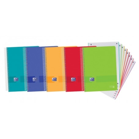 Oxford Europeanbook 8 Live & Go Pack de 5 Cuadernos Espiral Formato A4+ Cuadriculado 5x5mm - 160 Hojas Microperforadas con 4 Tal