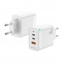 Aisens Cargador GAN 65W - 2xUSB-C PD3.0 QC4.0 - 1xUSB-A QC3.0 - Color Blanco