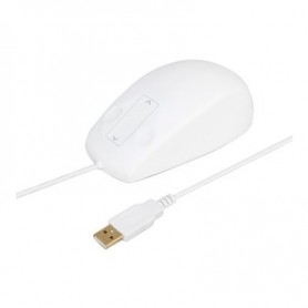 Urban Factory Sanee Raton USB 800dpi - 2 Botones de Clic y Scroll Tactil - Antibacteriano - Cable de 1.80m - Color Blanco
