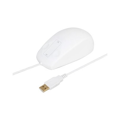 Urban Factory Sanee Raton USB 800dpi - 2 Botones de Clic y Scroll Tactil - Antibacteriano - Cable de 1.80m - Color Blanco