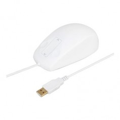 Urban Factory Sanee Raton USB 800dpi - 2 Botones de Clic y Scroll Tactil - Antibacteriano - Cable de 1.80m - Color Blanco
