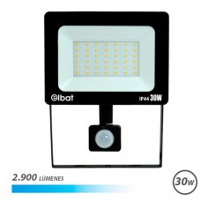 Elbat Foco LED con Sensor de Movimiento - Potencia: 30W - Lumenes: 2900 - Luz Fria 6.500K - Vida Util: 30.000 - 50.000 Horas - A