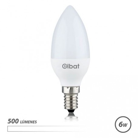 Elbat Bombilla LED - Potencia: 6W - Lumenes: 500 - Tipo de Luz: 4000K Luz Blanca - Casquillo: E14 - Angulo: 180º - Dimensiones: 