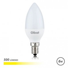Elbat Bombilla LED - Potencia 6W - Lumenes 500 - Tipo de Luz 3000K Luz Calida - Casquillo E14 - Angulo 180º - Dimensiones 37X100