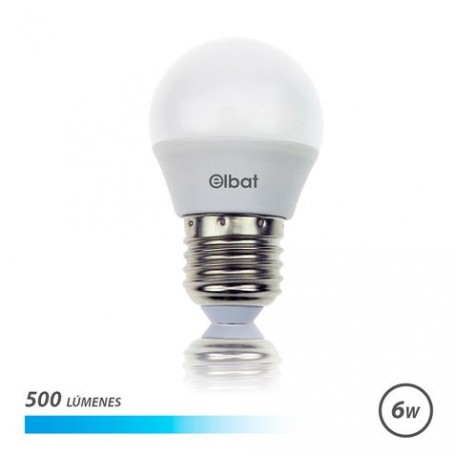 Elbat Bombilla LED G45 E27 6W 500 Lumenes - Luz Fria - Color Blanco