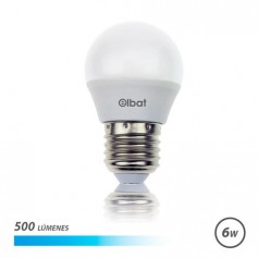 Elbat Bombilla LED G45 E27 6W 500 Lumenes - Luz Fria - Color Blanco