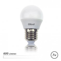 Elbat Bombilla LED - Potencia: 7W - Lumenes: 600 - Tipo de Luz: 4000K Luz Blanca - Casquillo: E27 - Angulo: 220º - Dimensiones: 