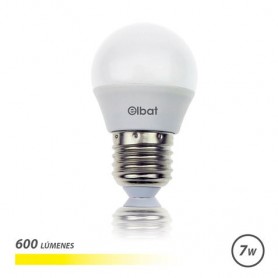 Elbat Bombilla LED - Potencia: 7W - Lumenes: 600 - Tipo de Luz: 3000K Luz Calida - Casquillo: E27 - Angulo: 220º - Dimensiones: 