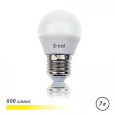 Elbat Bombilla LED - Potencia: 7W - Lumenes: 600 - Tipo de Luz: 3000K Luz Calida - Casquillo: E27 - Angulo: 220º - Dimensiones: 