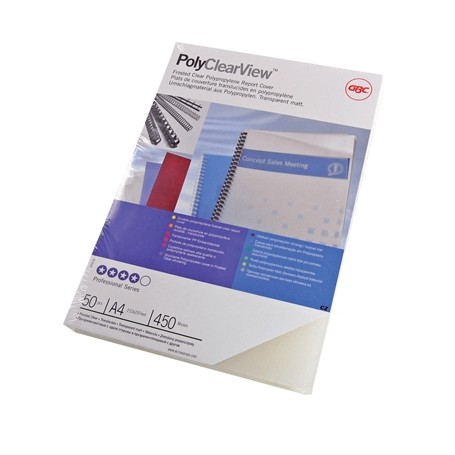 GBC PolyClearView Pack de 100 Portadas de Encuadernar A4 - 300 Micras - Color Transparente Mate
