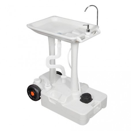 Muvip Carrito de Lavabo Portatil - Capacidad 30 Litros - Diseño de Montaje Rapido - Incorpora Colgador para Toalla - Color Blanc