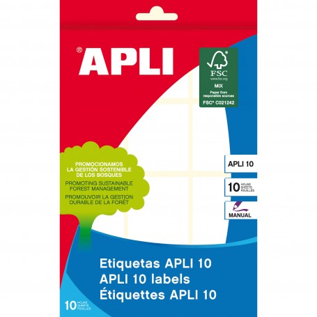 Apli Etiquetas 10 Blancas 36.0 x 40.0mm 10 Hojas