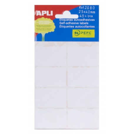 Apli Etiquetas Minibolsa Blancas 25.0 x 40.0mm 6 Hojas