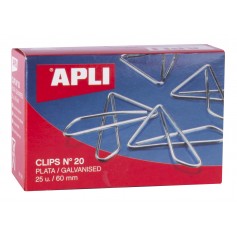 Apli Clips Mariposa Alambre Nº 20 (60mm) Acabado Galvanizado/Plata - Brilloso - 25 Unidades por Caja