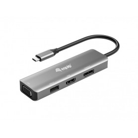 Equip Hub USB-C con USB 2.0, HDMI, VGA y DisplayPort - Carcasa de Aluminio