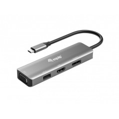 Equip Hub USB-C con USB 2.0, HDMI, VGA y DisplayPort - Carcasa de Aluminio