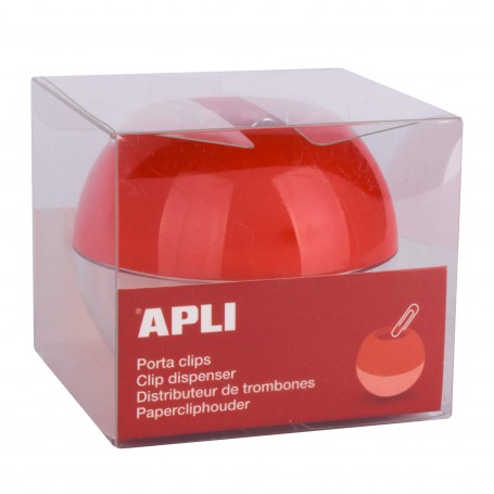 Apli Porta Clips Magnetico - Incluye 35 Clips Nº 1½ - Ahorra Espacio con Gran Capacidad (Ø 70x60 mm) - Facil Apertura para Recar