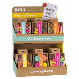 Apli Fluor Collection Expositor de Productos Basicos - Colores Surtidos Fluor - Diseño Moderno - Incluye Push Pins, Gomas Elasti