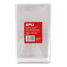 Apli Bolsas Polipropileno Transparente con Cierre Adhesivo - Tamaño 120 x 180mm - Galga 120 - Alta Resistencia y Flexibilidad - 