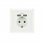 Nanocable Roseta Base de Enchufe de Pared Empotrable Tipo Schuko con 2 Tomas USB 2.4A - Color Blanco
