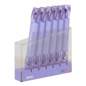 Apli Subrayadores Caramelo Morado - Doble Punta: 5mm Plana y 2mm Redonda - Refill Pack de 6 - Ideal para Agendas, Libretas y Cal