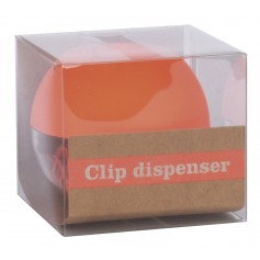 Apli Fluor Collection Dispensador de Clips - Ø 70x60 mm - Tapa Magnetica "Soft Touch" Naranja - Incluye 50 Clips Amarillo Fluore