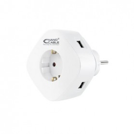 Nanocable Base de 1 Enchufe Tipo F + 2x USB-A y 1x USB-C