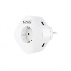 Nanocable Base de 1 Enchufe Tipo F + 2x USB-A y 1x USB-C