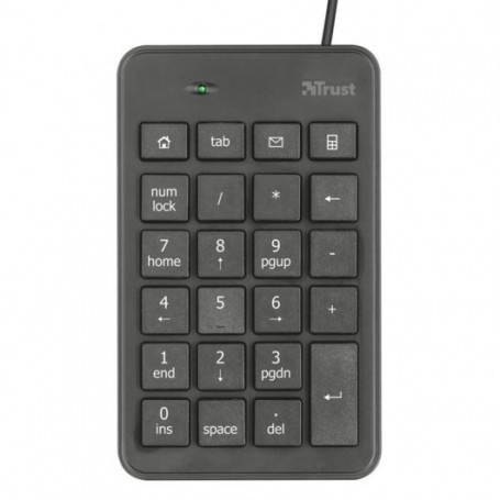 Trust Xalas Teclado Numerico USB - Ultra Delgado - 23 Teclas Perfil Bajo - Cable de 1.50m - Color Negro