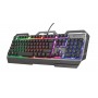 Trust Gaming GXT 856 Torac Teclado USB - 12 Teclas Multimedia - Antighosting - Iluminacion LED - Placa Superior Metalica - Cable