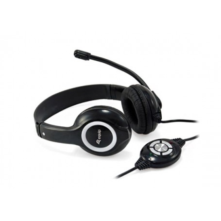 Equip Auriculares con Microfono USB - Control de Volumen - Color Negro
