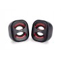 Equip Life Mini Altavoces USB 2.0 6W - Conector Jack 3.5mm - Control en Cable - Color Negro/Rojo