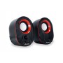 Equip Life Altavoces 2.0 USB 6W - Conector Jack 3,5 mm - Control en Altavoz - Color Negro/Rojo
