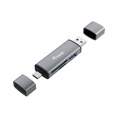 Equip Lector de Tarjetas SD/MicroSD hasta 2TB con Conectores USB-A y USB-C - Carcasa de Aluminio