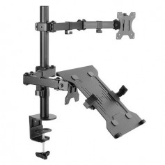 Equip Soporte de Mesa con Brazos Articulados para 2 Monitores 13"/32" o Monitor y Portatil - Gestion de Cables - Peso Max 16kg -