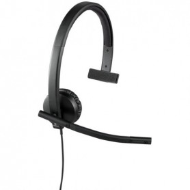 Logitech H570E Auriculares Mono con Microfono USB - Microfono Plegable - Diadema Ajustable - Almohadilla Acolchada - Controles e