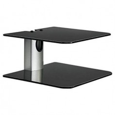 Approx Soporte Doble de Pared para Proyector, Reproductor etc... - Cristal Templado Negro - Gestion de Cables - Peso Max 20kg en