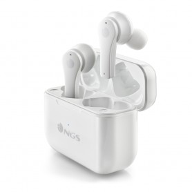 NGS Artica Bloom White Auriculares Intrauditivos Bluetooth 5.1 TWS - Manos Libres - Asistente de Voz - Autonomia hasta 7h - Base