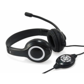 Conceptronic Polona Auriculares con Microfono USB - Microfono Flexible - Diadema Ajustable - Almohadillas Acolchadas - Controles