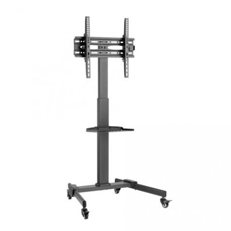 Cromad Soporte de Suelo con Ruedas para TV 32"-55" - Bloqueo de Ruedas - Ajustable en Altura - Bandeja Multiusos - Peso Max 35Kg