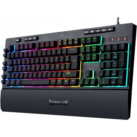 Redragon Shiva K512 Teclado Gaming USB - Iluminacion RGB - Teclas Macro - Reposamuñecas Extraible - Antisalpicaduras