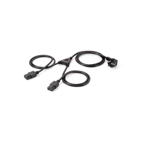 Equip Cable de Alimentacion C13 2x IEC C13 Hembra - 1x Shucko C7 90º Macho - Longitud 2.6m - Color Negro