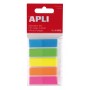 Apli Indices Adhesivos Film 45x12mm 5 Colores Fluorescentes - 25 Indices por Color - Facil de Pegar y Despegar - Ideal para Marc
