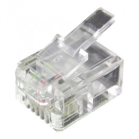 Equip Kit 100 Conectores RJ11 4P4C - Para Cable Plano - Conectores Chapados en Oro para una Señal de Alta Calidad