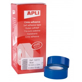 Apli Cinta Adhesiva Azul 19mm x 33m - Resistente al Agua y a la Intemperie - Facil de Cortar con las Manos - Ideal para Manualid