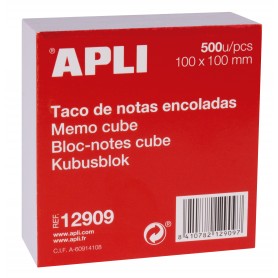 Apli Taco de Notas 100x100 - 500 Hojas - Adhesivo - Blanco